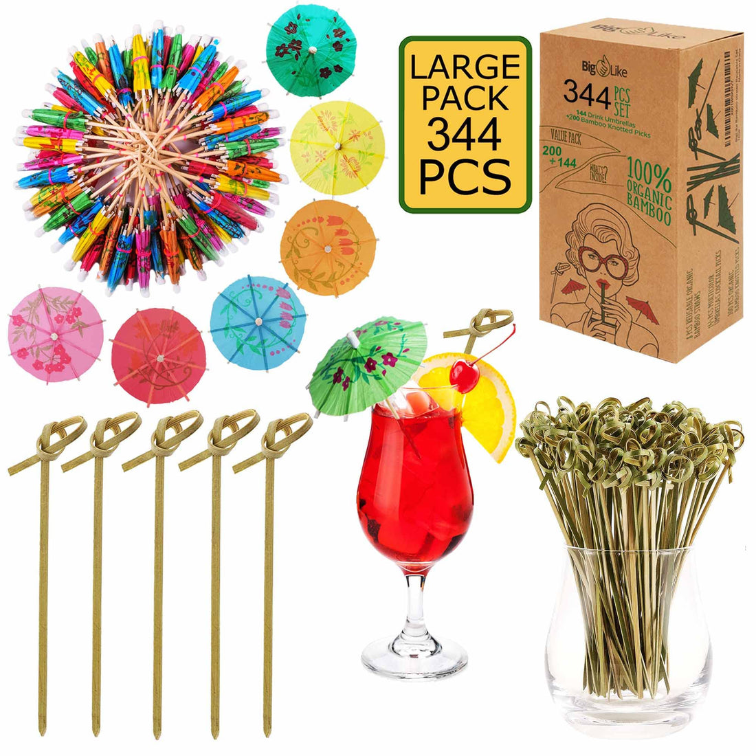 Drink Umbrellas and Bamboo Knot Picks