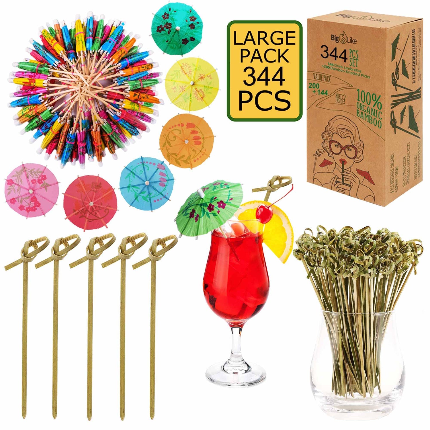 Drink Umbrellas and Bamboo Knot Picks
